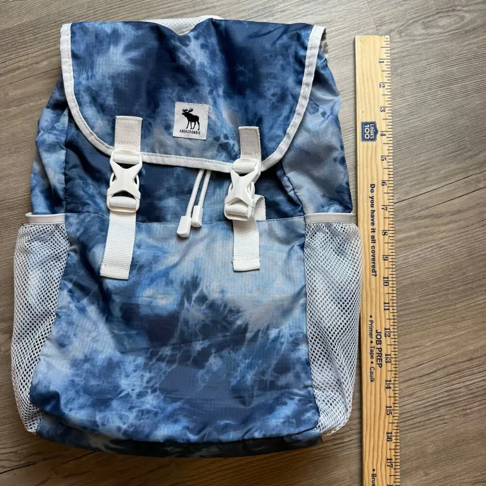 Abercrombie Kids Backpack Ripstop Blue Tie Dye Mesh Pockets Travel School Camp